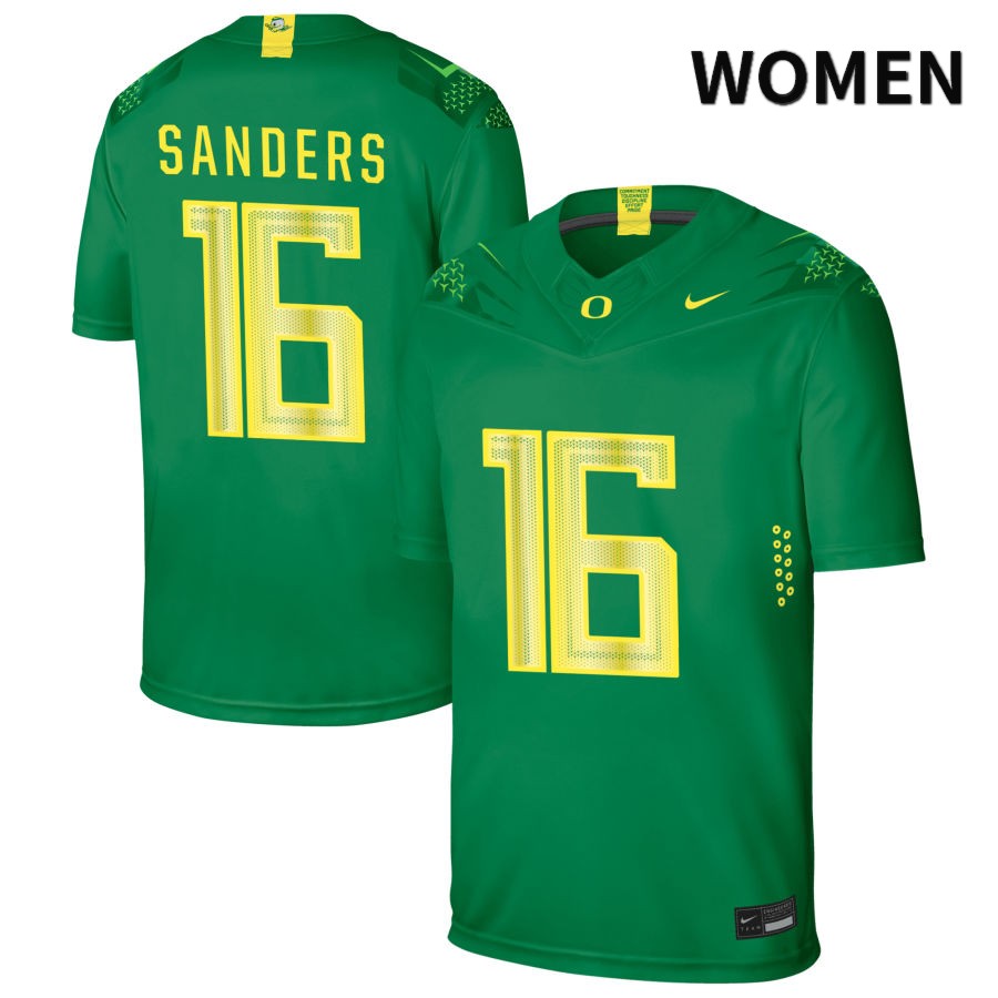 Oregon Ducks Women's #16 Marcus Sanders Football College Authentic Green NIL 2022 Nike Jersey TQC27O7I